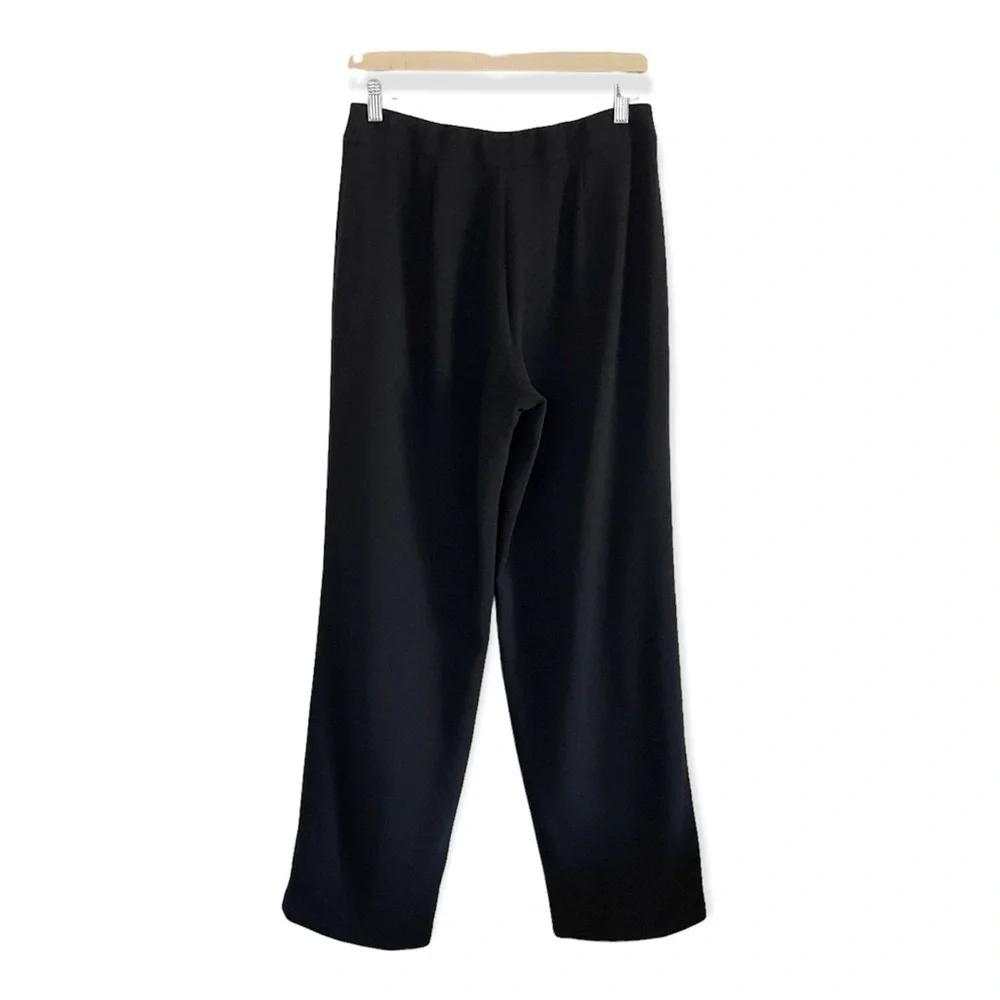 Eileen Fisher Wool Blend Relaxed Straight High Rise Pant Black Small
